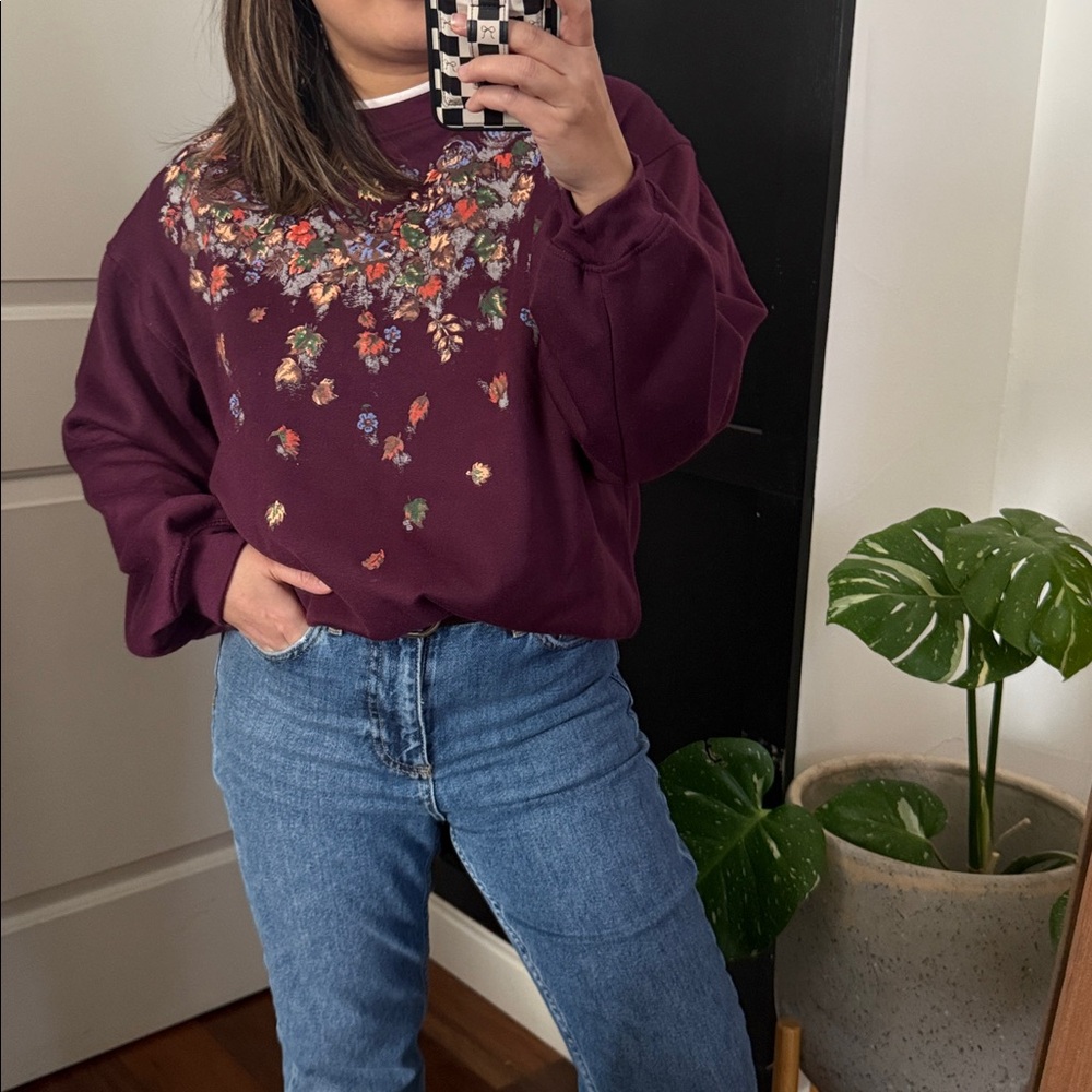 Vintage Basic Edition Maroon Fall Print Sweatshir… - image 7